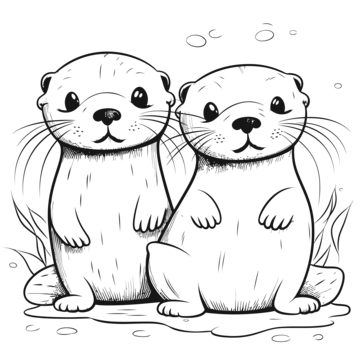 Cute otters outline png transparent images free download vector files