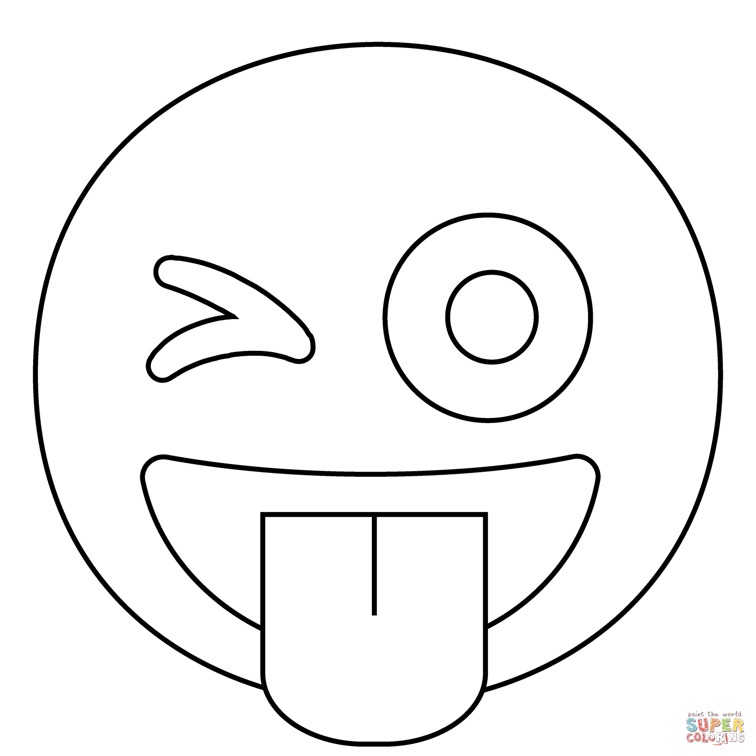 Winking face with tongue emoji coloring page free printable coloring pages