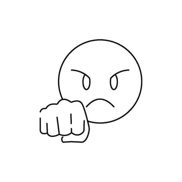 Juro ãcone de emoji raiva e louco ou triste isolado no fundo anco sãmbolo de emoticon moderno ãcone de vetor simples para design de site mãvel aplicativo ui ilustraãão vetorial soco