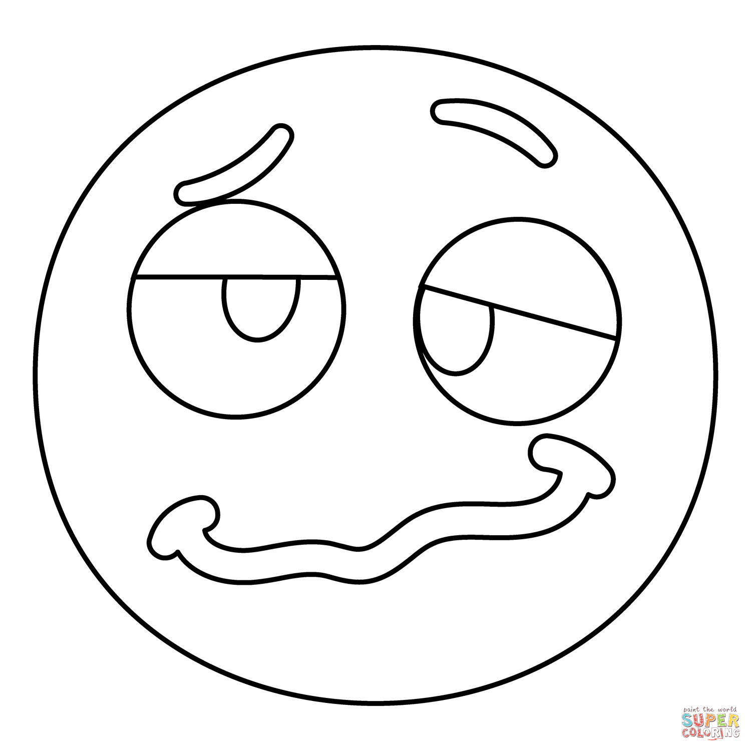 Woozy face emoji coloring page free printable coloring pages