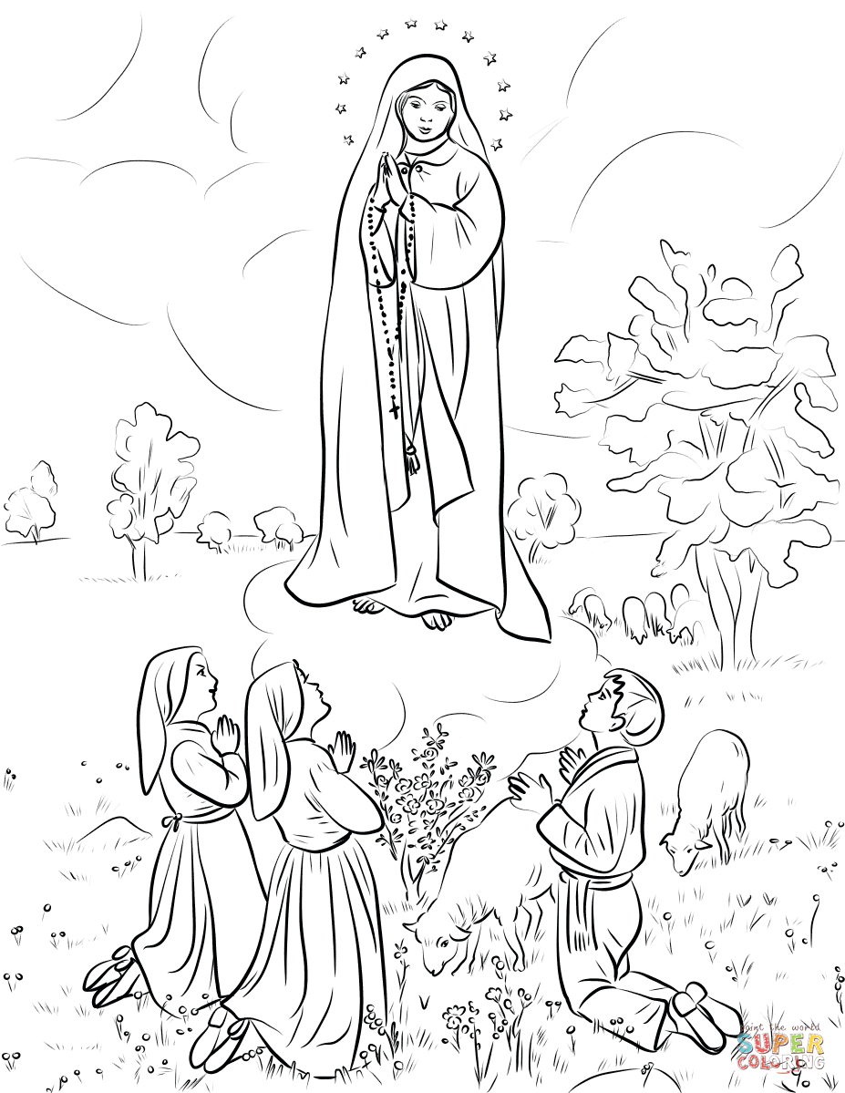 Our lady of fatima coloring page free printable coloring pages