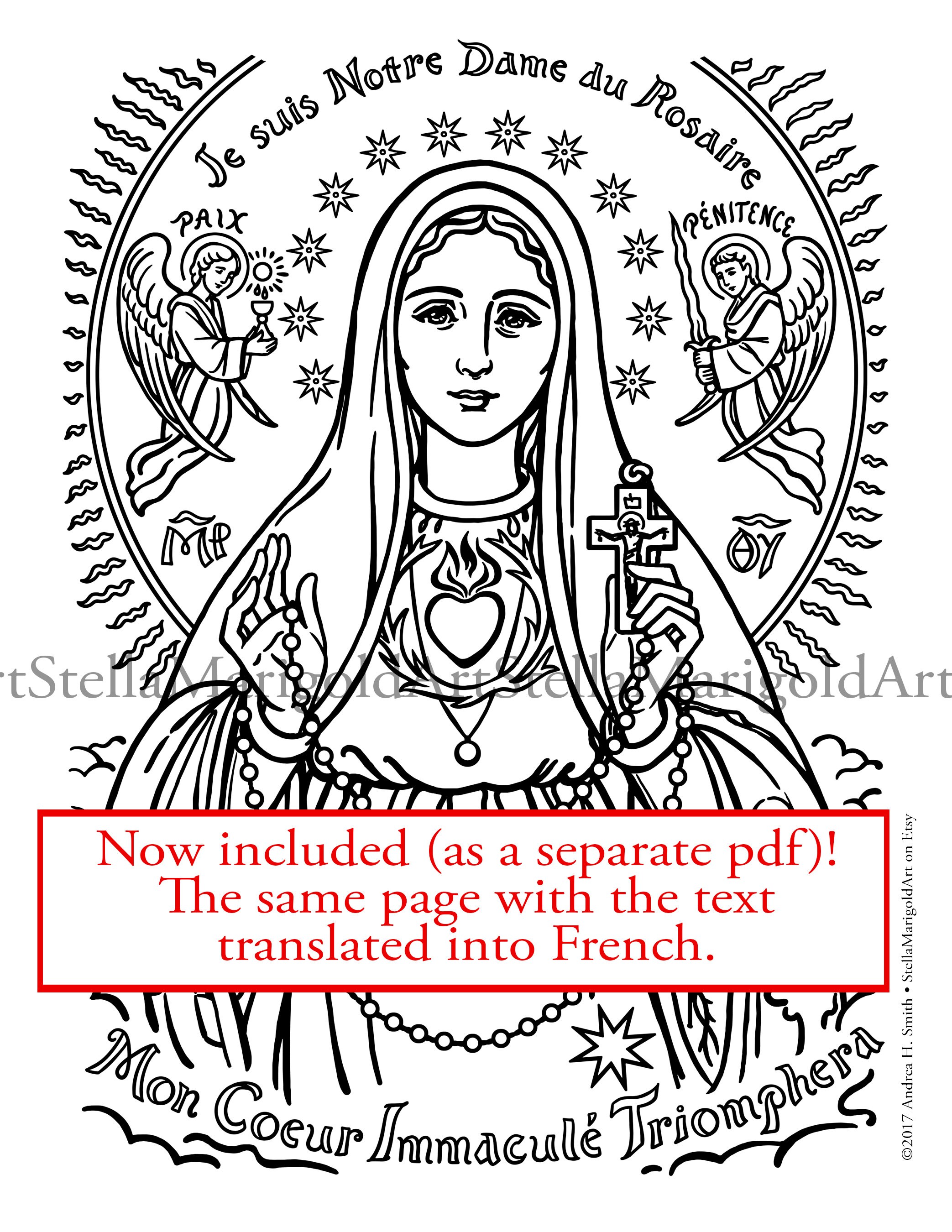 Digital download our lady of fatima coloring page