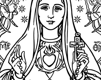Digital download our lady of fatima coloring page