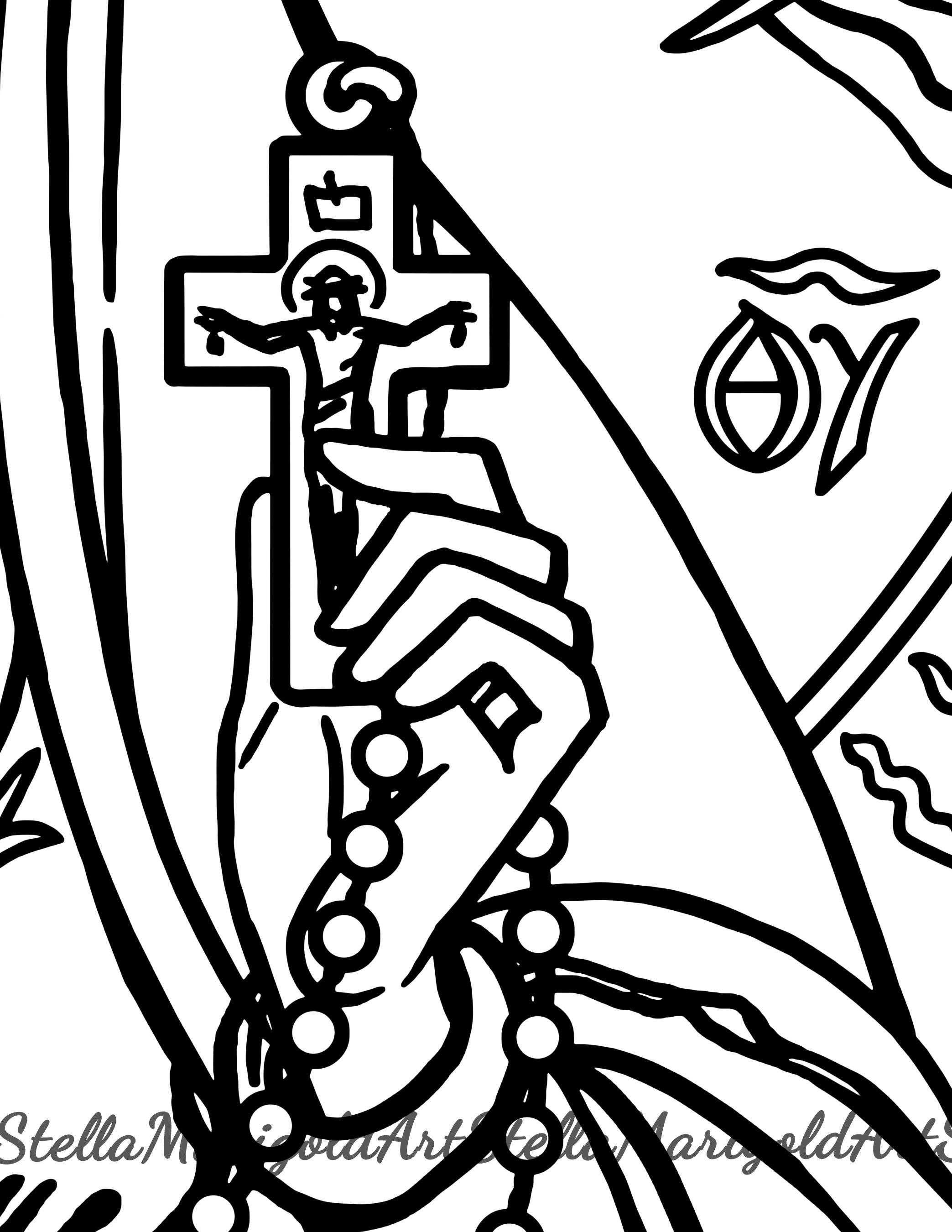 Digital download our lady of fatima coloring page