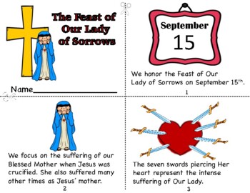 The feast of our lady of sorrows mini book and coloring pages tpt
