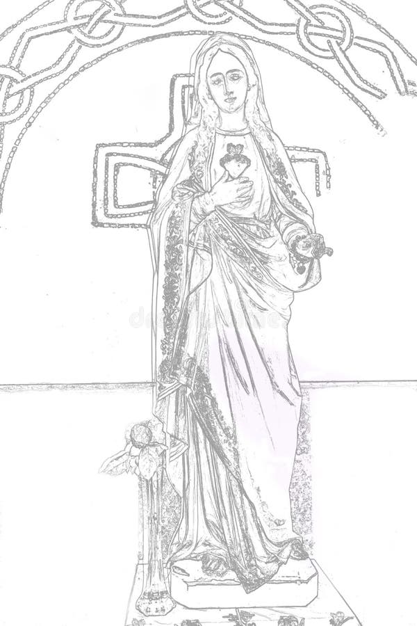 Religion virgin mary black white stock illustrations â religion virgin mary black white stock illustrations vectors clipart