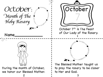 Octobermonth of the holy rosary mini bookrosary tracking gridcoloring page