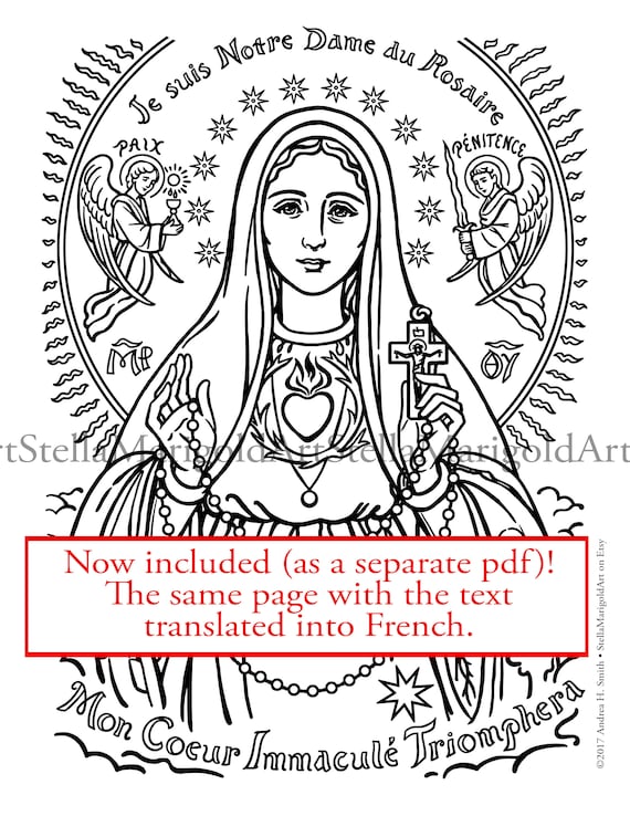 Digital download our lady of fatima coloring page