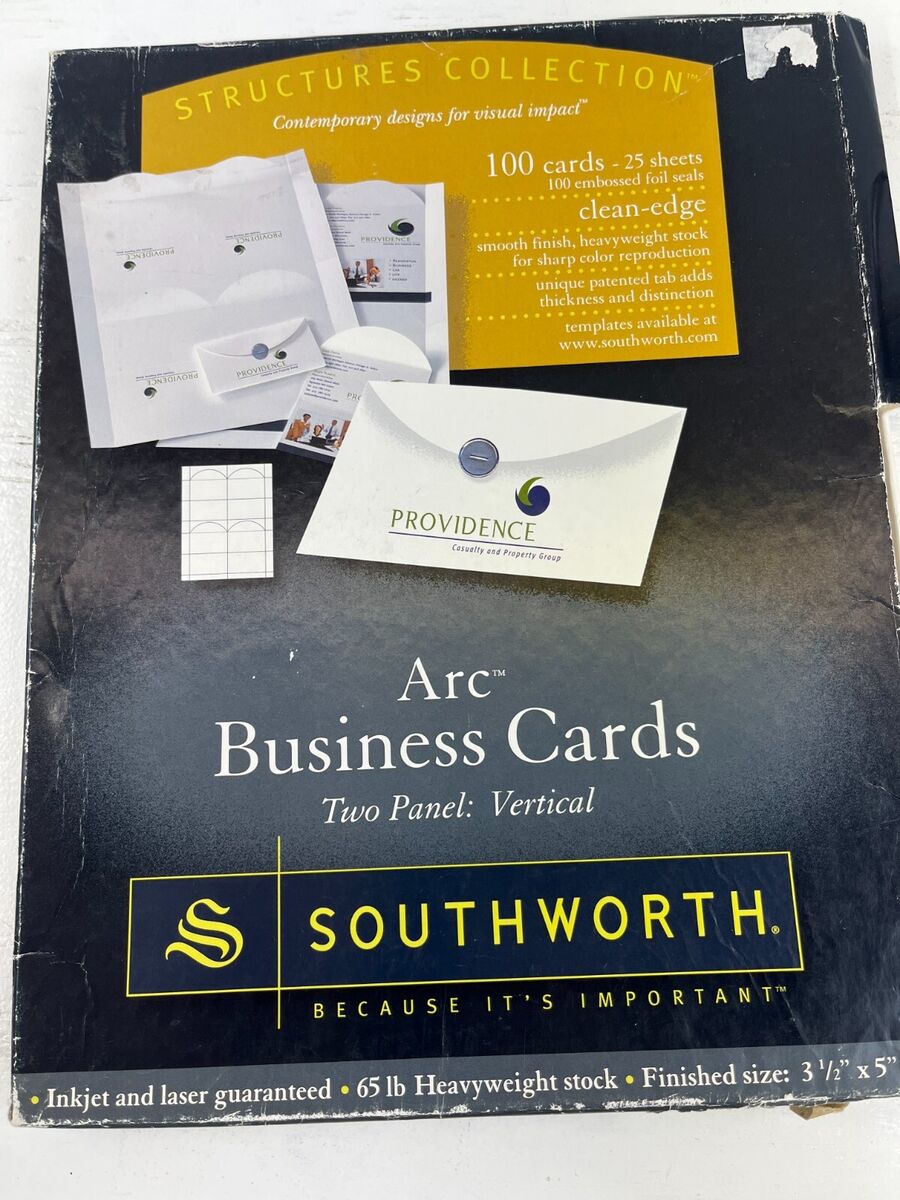 Southworth arc business cards white sheets cards foil seals open box