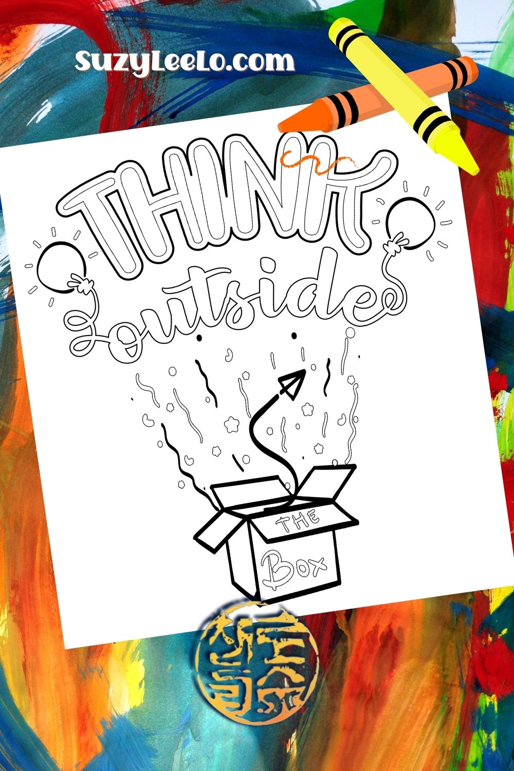 Think outside the box printable coloring sheet suzy leelo