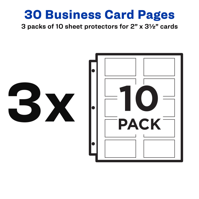 Clear business card organizer pages for ring binders pages per pack