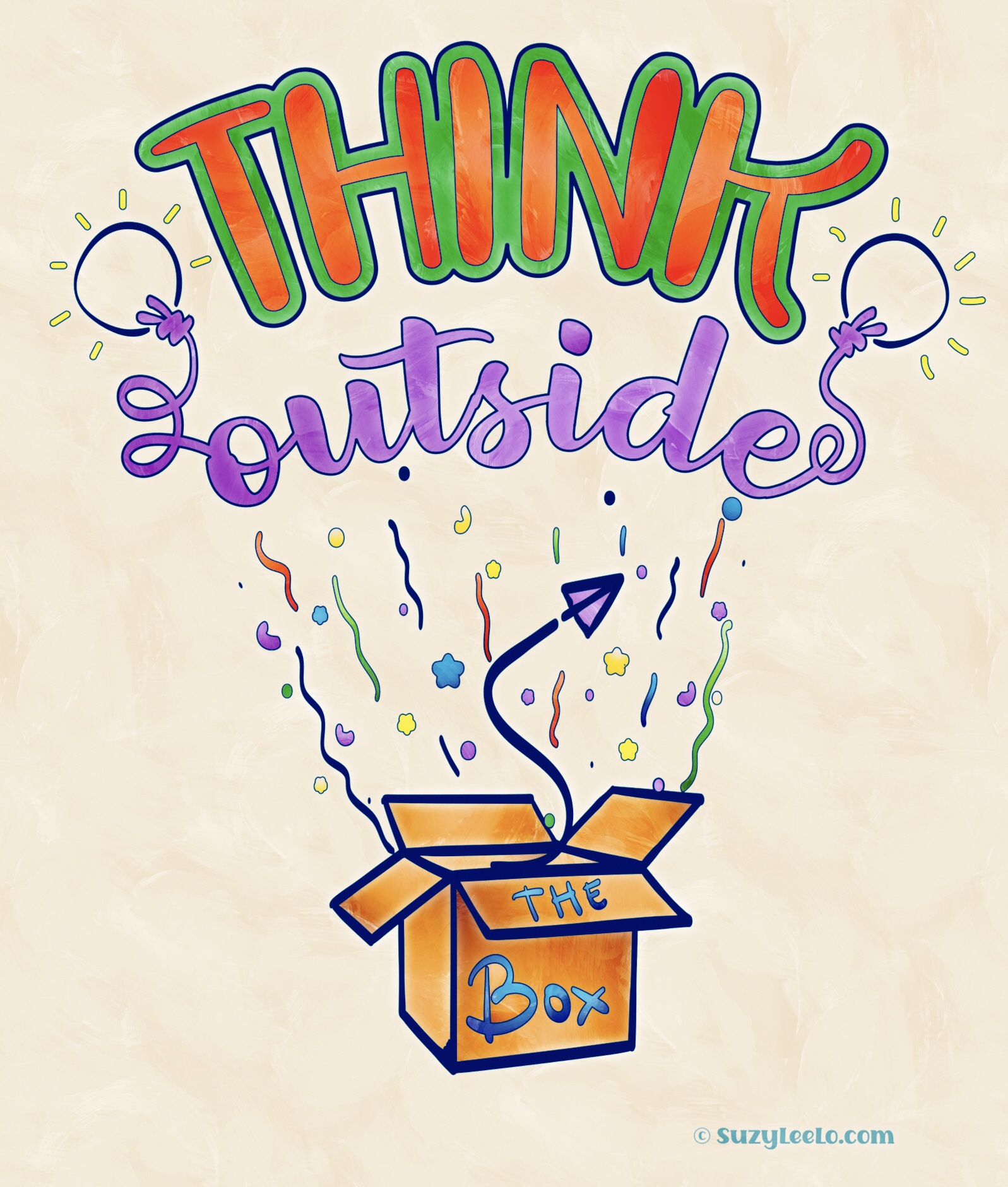 Think outside the box printable coloring sheet suzy leelo