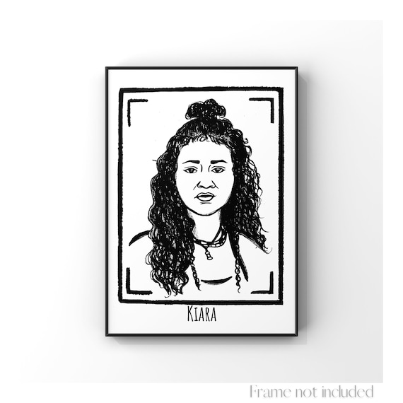 Obx outer banks kiara carrera print illustration madison bailey portrait pogue life drawing tv series wall decor surfer art