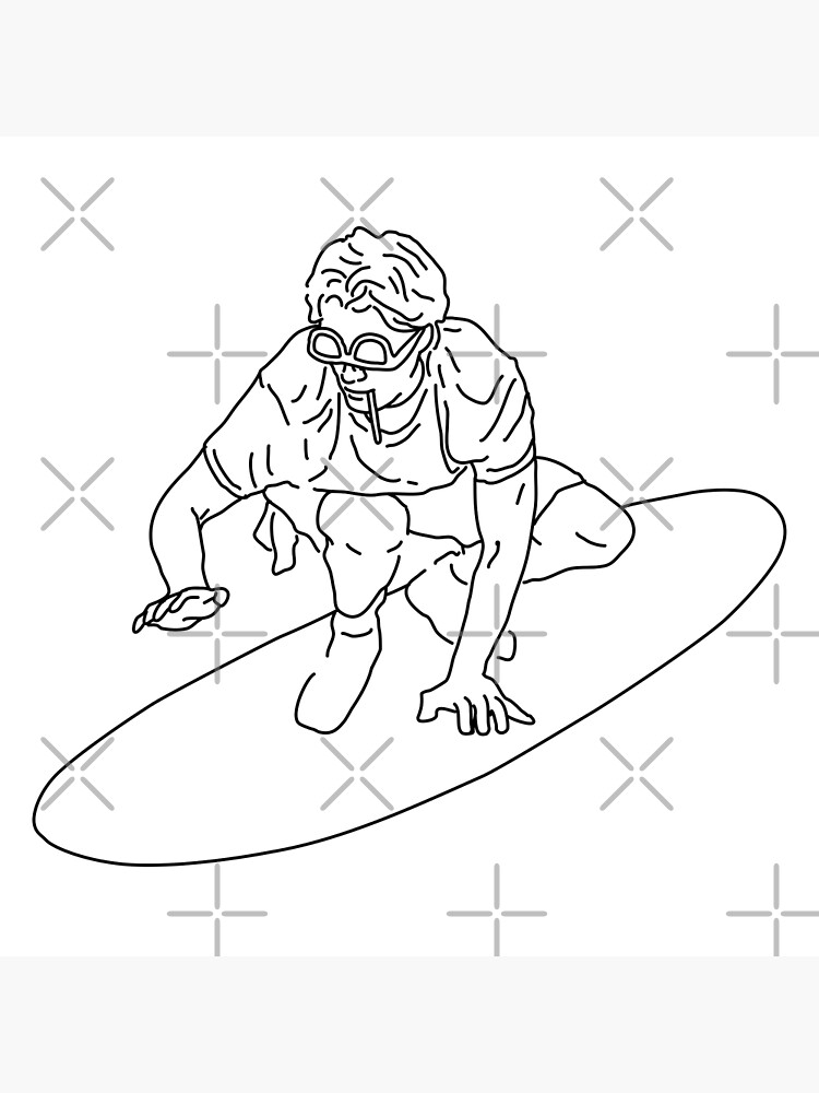 Netflix series outer banks jj on his surfboard art print for sale by meanderco