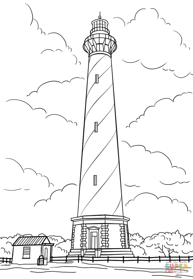 Cape hatteras lighthouse north carolina coloring page free printable coloring pages