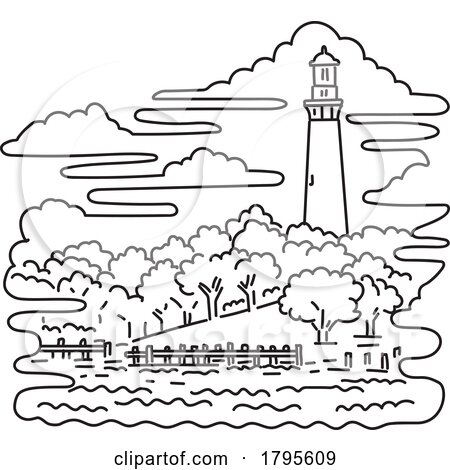 Cape lookout lighthouse in outer banks north carolina usa mono line art by patrimonio