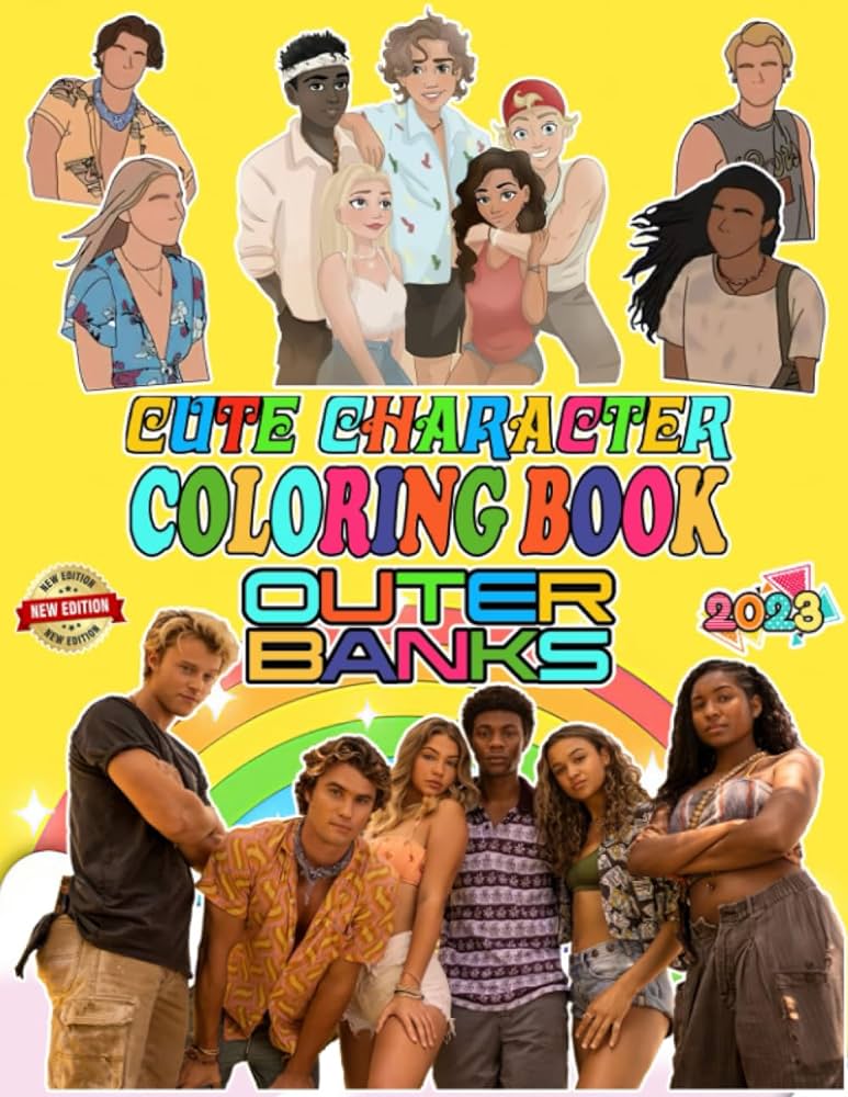 Outer banks coloring book cute character for fan men teen women new designs of outer bank for all ages great gifts for kids boys girls ages