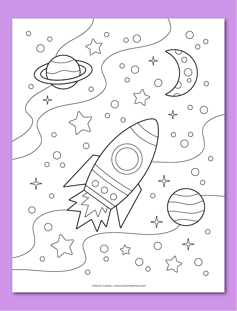 Printable space coloring page