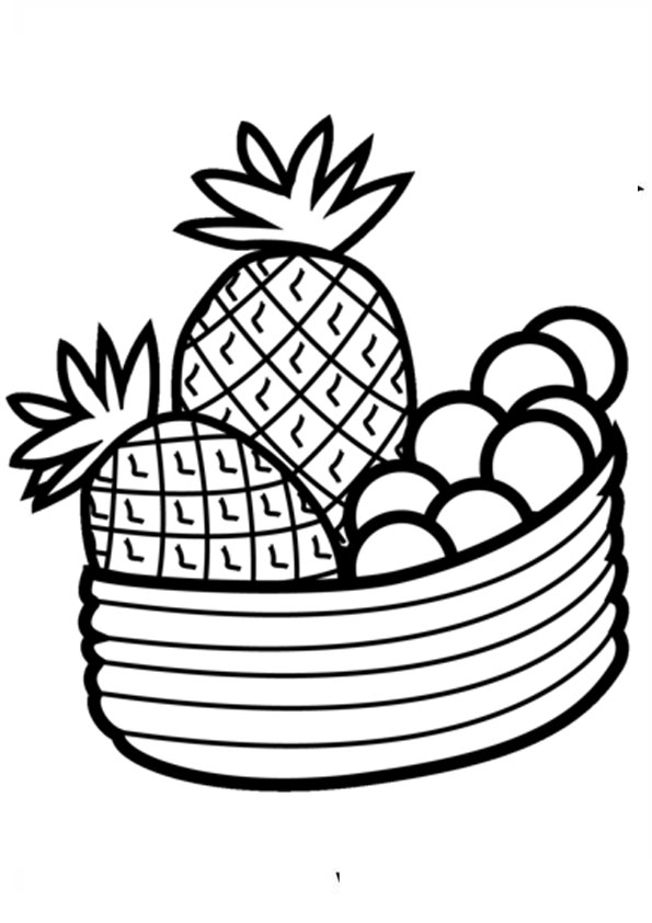 Coloring pages pineapples in basket coloring page