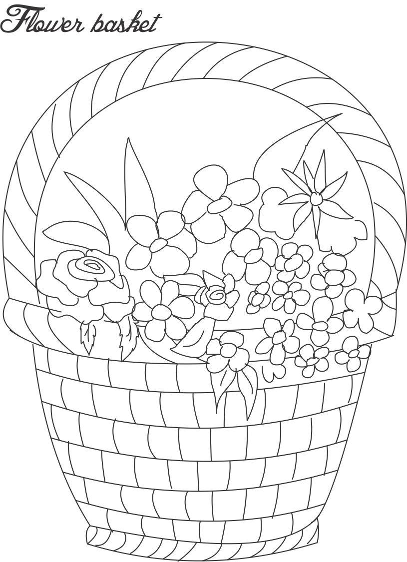 Flower pot coloring printable page for kids
