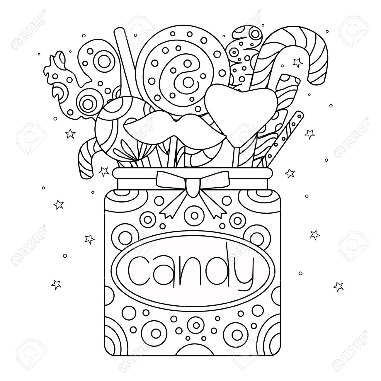 A jar of sweets template for a coloring book page outline doodle vector illustration royalty free svg cliparts vectors and stock illustration image