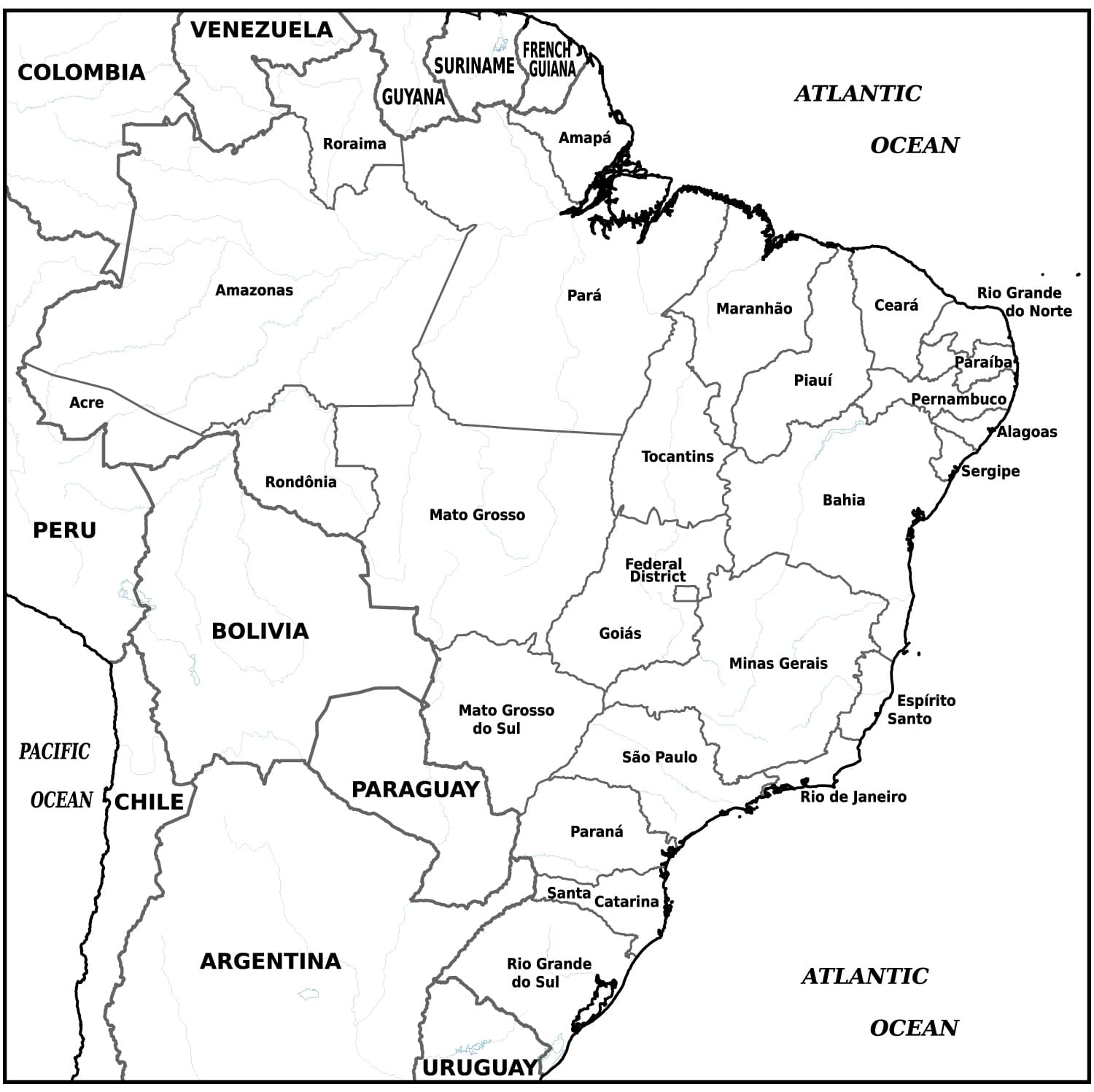 Brazil map coloring page