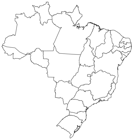 Outline map of brazil with regions coloring page free printable coloring pages