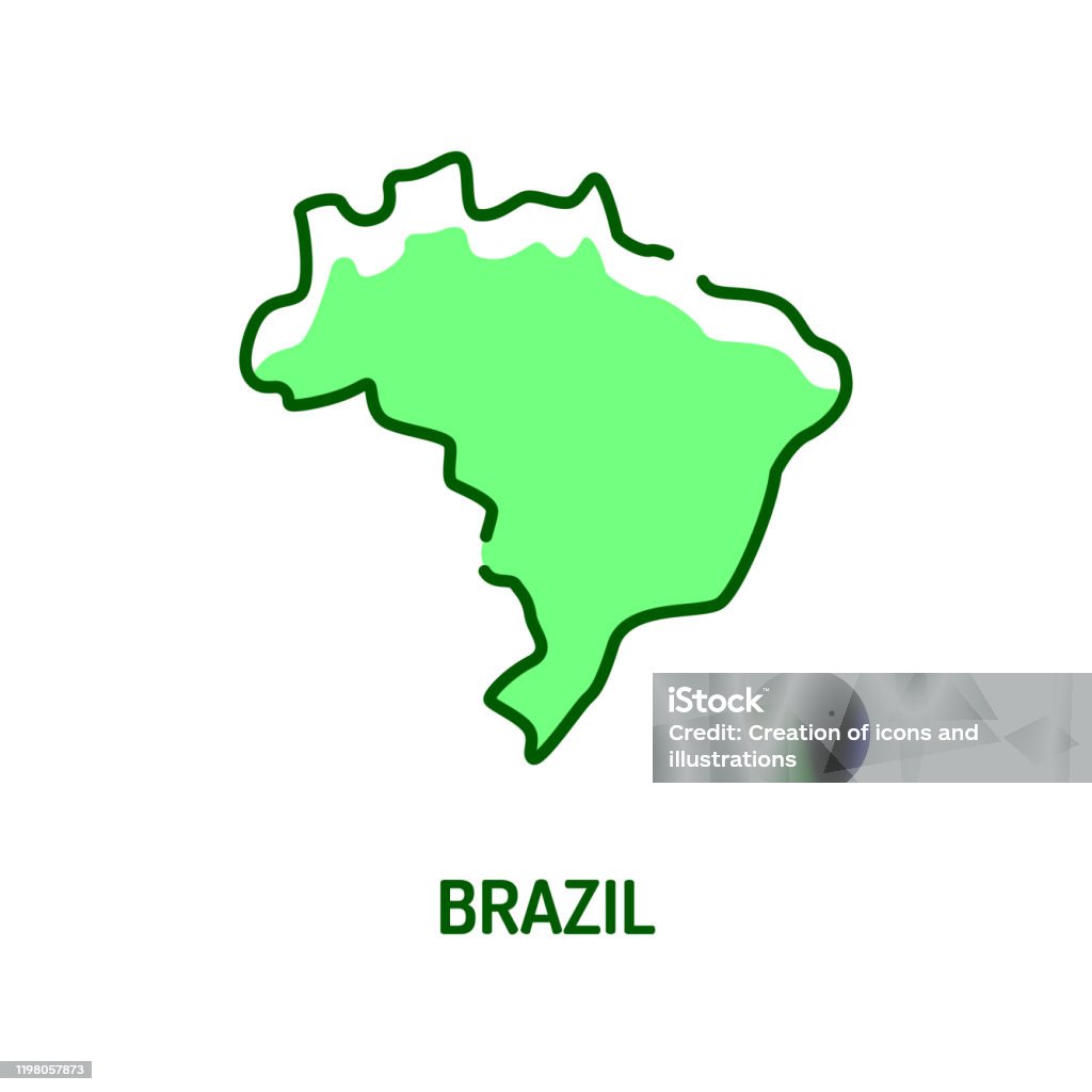 Brazil map color line icon border of the country pictogram for web page mobile app promo ui ux gui design element editable stroke stock illustration