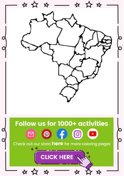 Brazil map printable worksheets coloring pages for kids by the learning apps