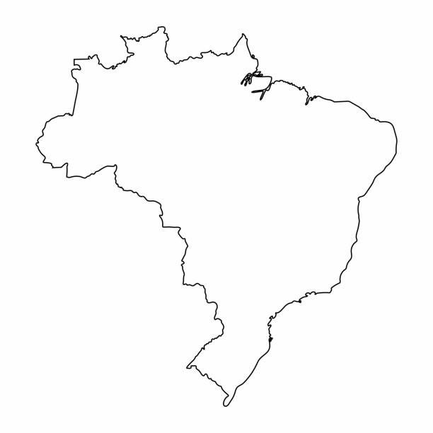 Brazil map outline graphic freehand drawing on white background vector illustration stock illustration