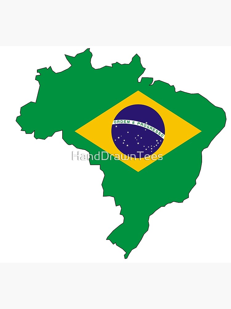 Brazil country outline and flag poster for sale by handdrawntees