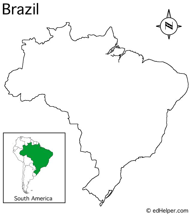 Brazil outline map learn portuguese brazil map brazil