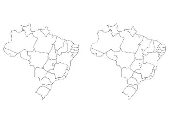Outline map of brazil with states coloring picture by stevens social studies