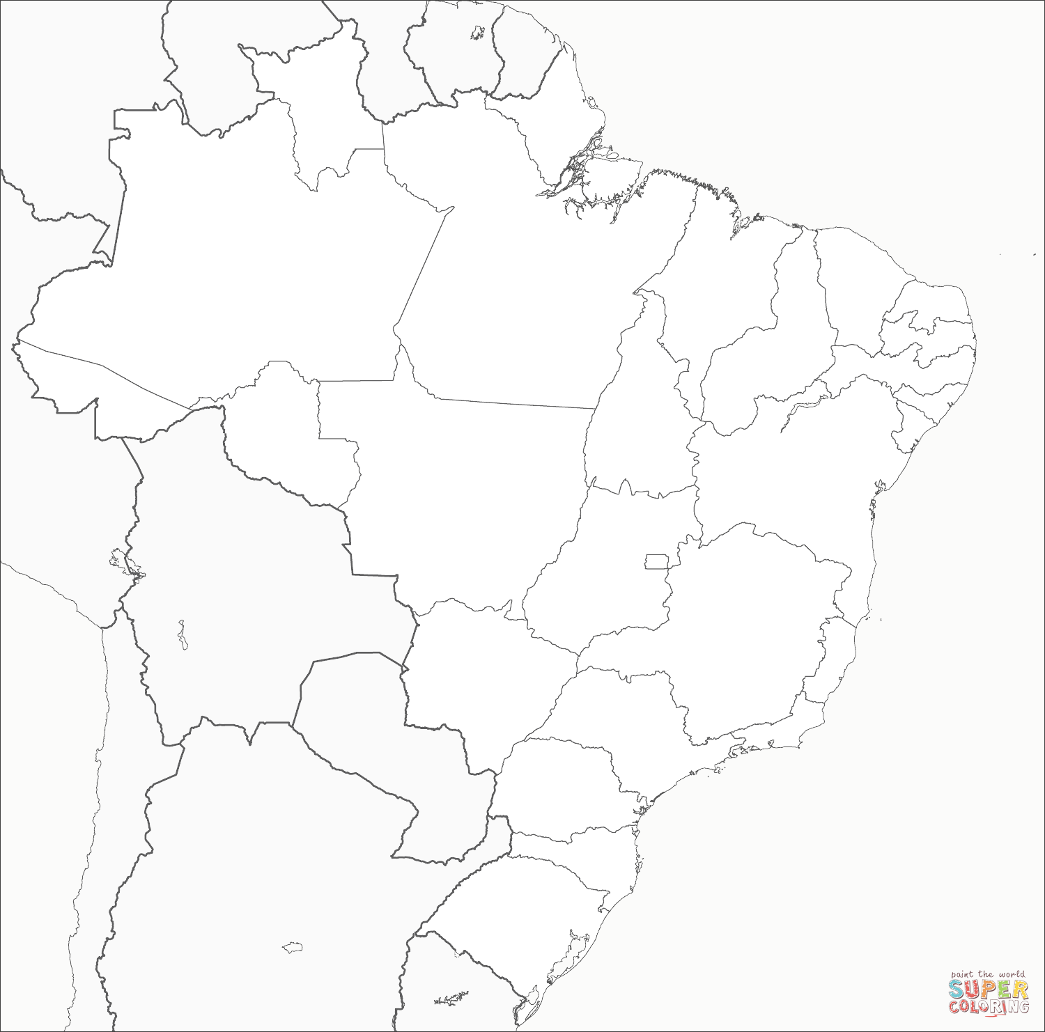 Brazil map coloring page free printable coloring pages