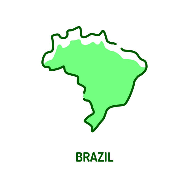 Brazil map color line icon border of the country pictogram for web page mobile app promo ui ux gui design element editable stroke stock illustration
