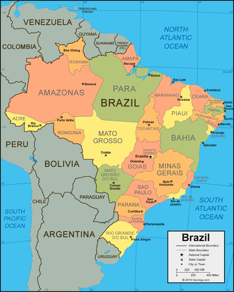 Brazil map and satellite image