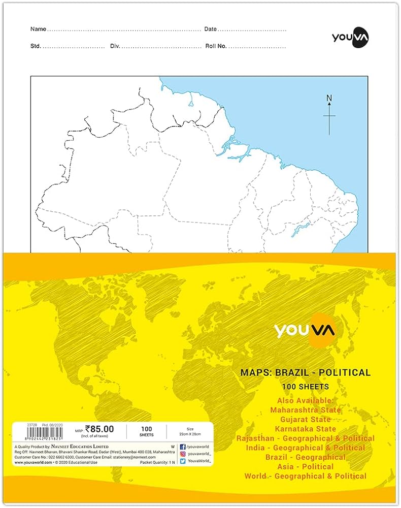 Navneet youva brazil political maps sheets cm x cm sheets pack of office products