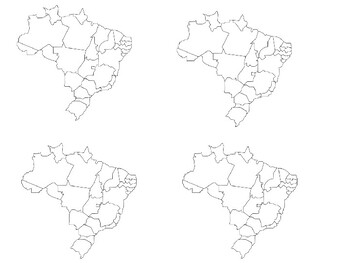 Outline map of brazil with states coloring picture by stevens social studies