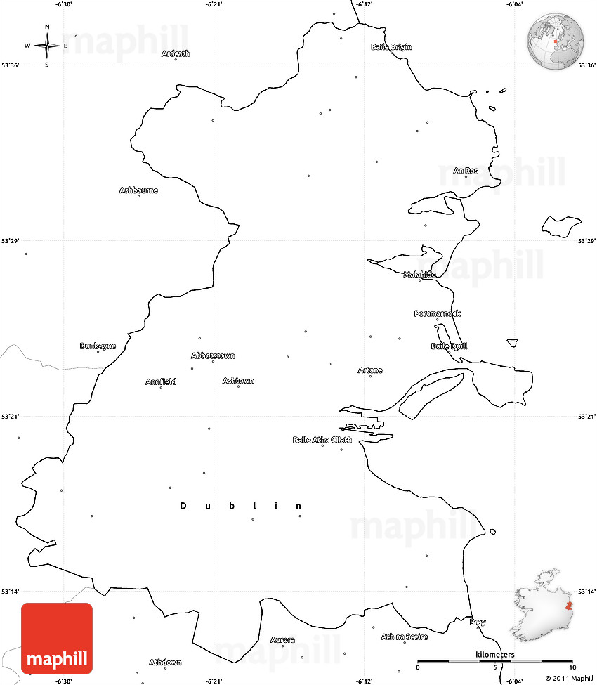 Blank simple map of dublin