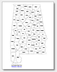 Printable alabama maps state outline county cities