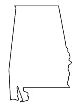 Alabama blank map full page by bac education tpt