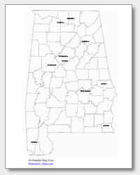 Printable alabama maps state outline county cities