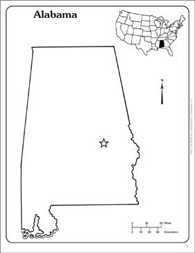 Alabama state outline map printable maps