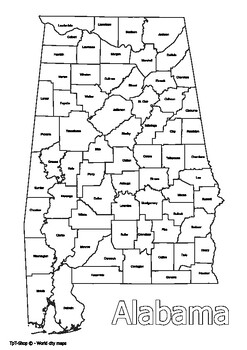 Alabama coloring map tpt