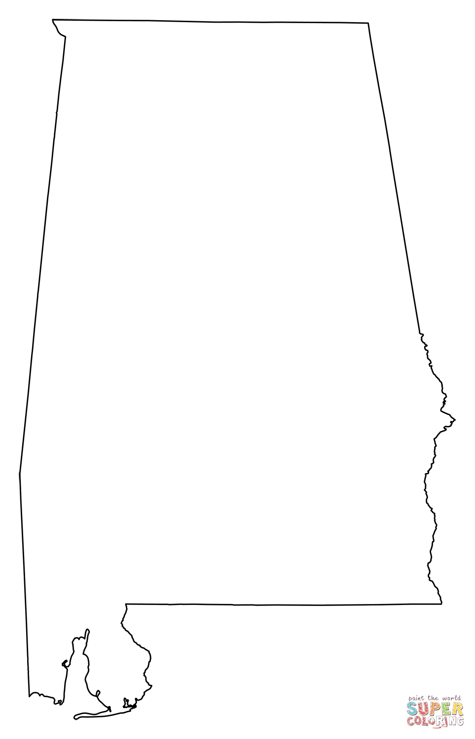Outline map of alabama coloring page free printable coloring pages