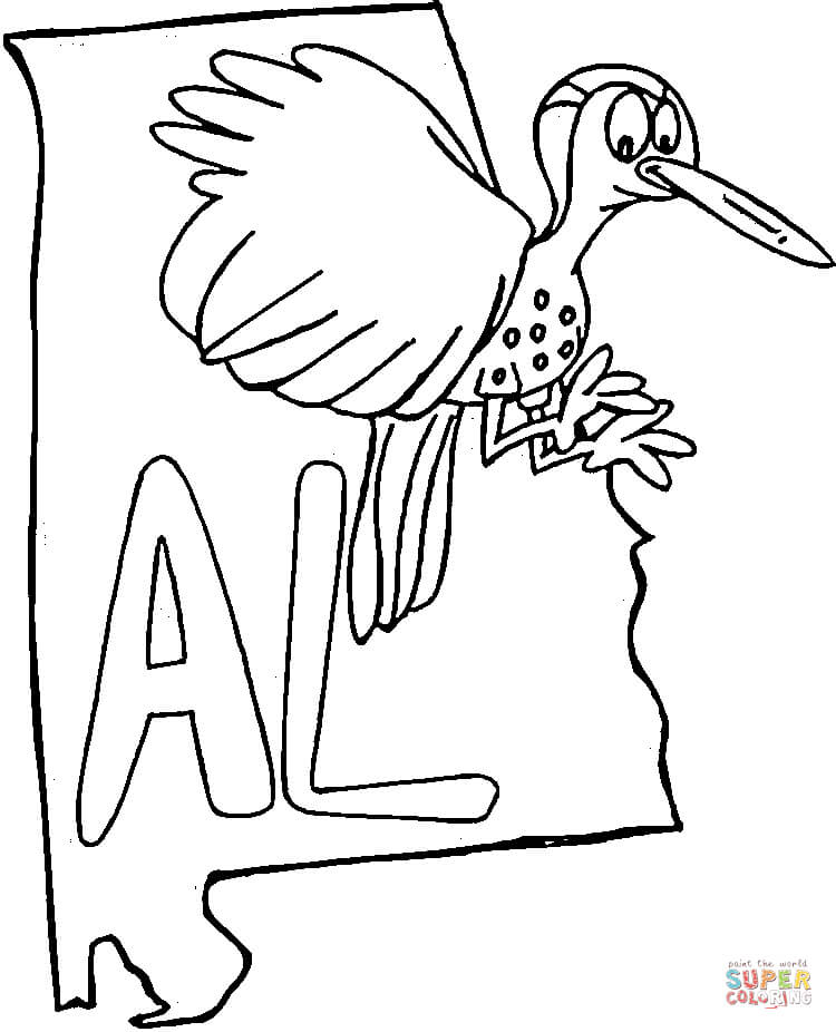 Alabama map coloring page free printable coloring pages