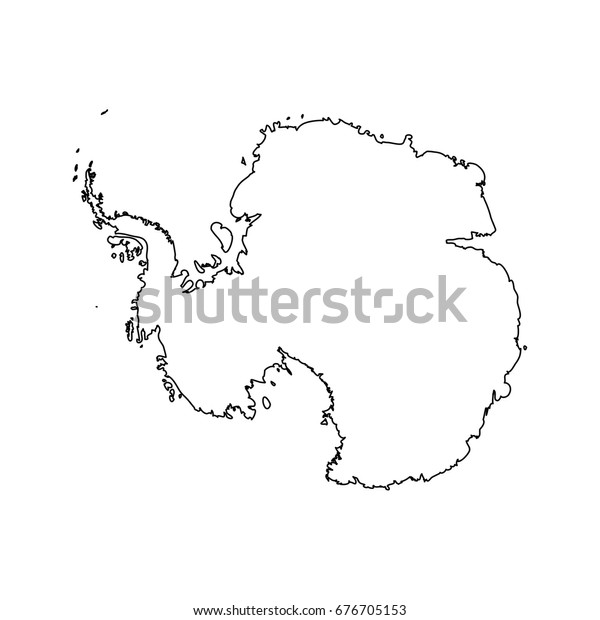 Map antarctica black outline high detailed stock vector royalty free