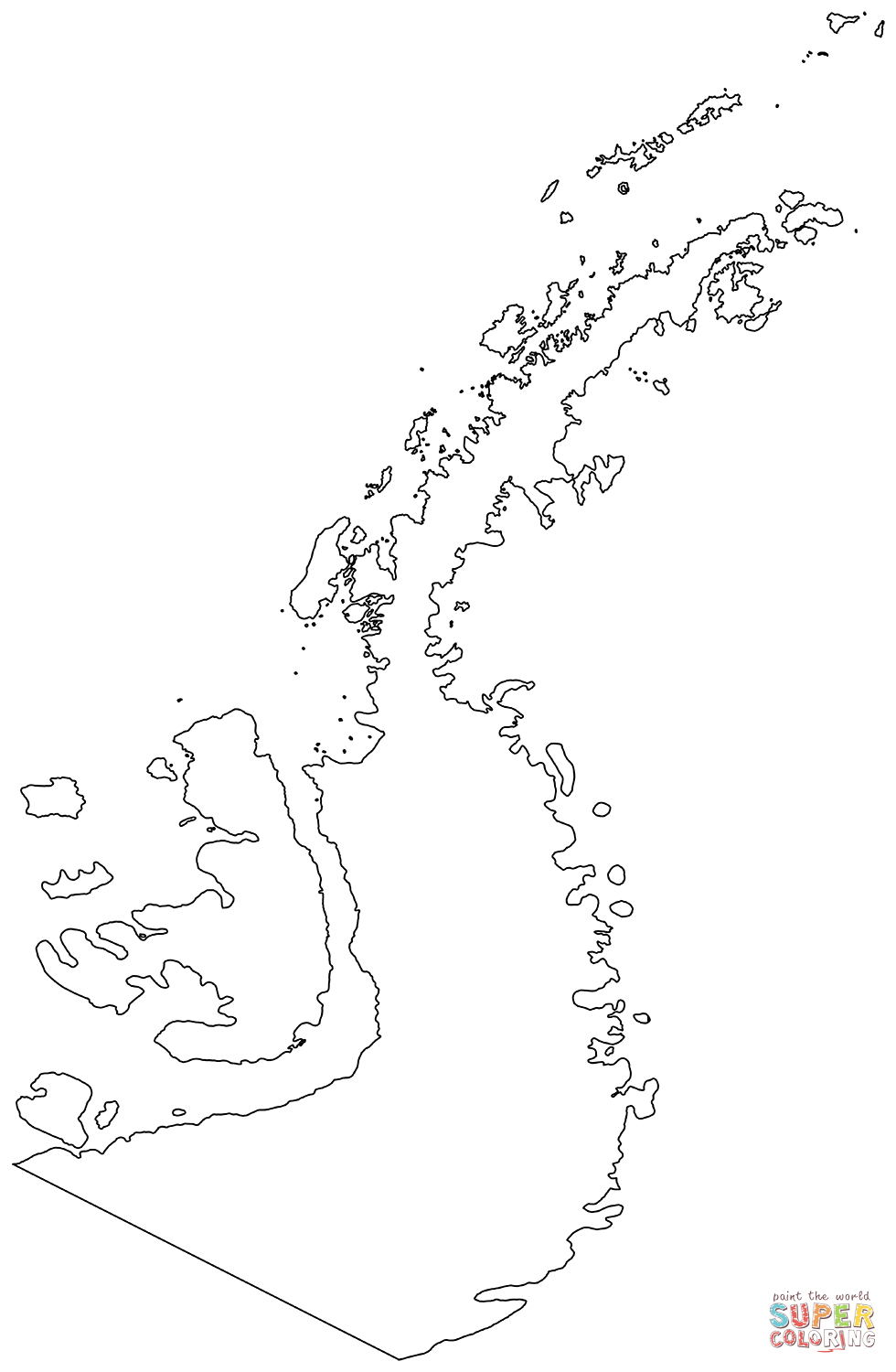 Outline map of antarctic peninsula coloring page free printable coloring pages