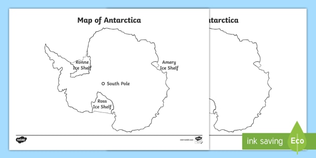 Antarctic map with and without names worksheets