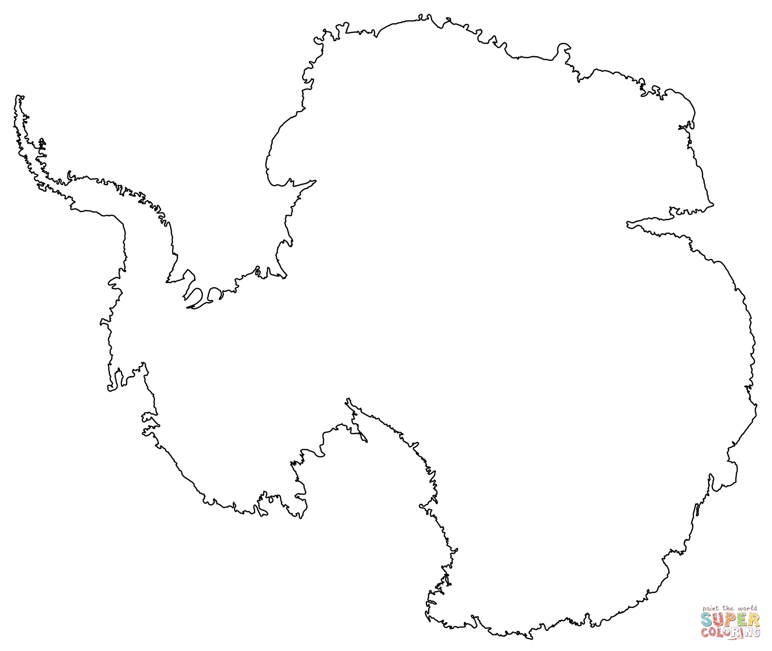 Outline map of antarctica coloring page free printable coloring pages